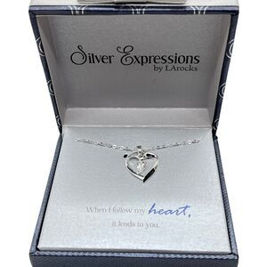 Silver Expressions Necklace I Love You Valentine Silver Tone New in Box 18" Gift